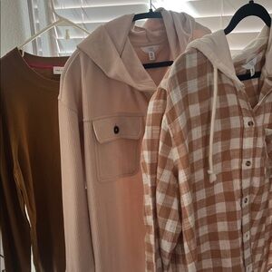 Bundle of 3 New sweater, hooded shirt and shirt jacket